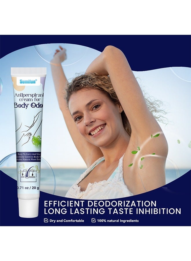 سوميفون كريم مضاد للتعرق لرائحة الجسم - إزالة تحت الإبط مضاد للتعرق ومزيل العرق خفيف طويل الأمد للماء عرق البشرة ودية الطازجة فعالة رائحة تحت الإبط كريم للتخلص من رائحة الجسم 20g - Image 3